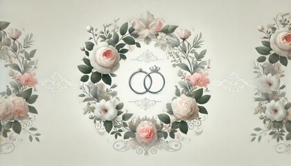 Elegant wedding postcards featuring romantic nuptial symbols and floral designs. AI-generated.
