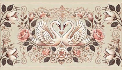 Elegant wedding postcards featuring romantic nuptial symbols and floral designs. AI-generated.