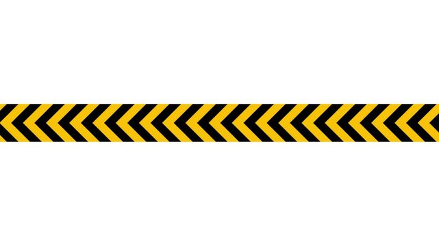 warning caution tape. Yellow and black hazard tape on white background with alpha channel 4k