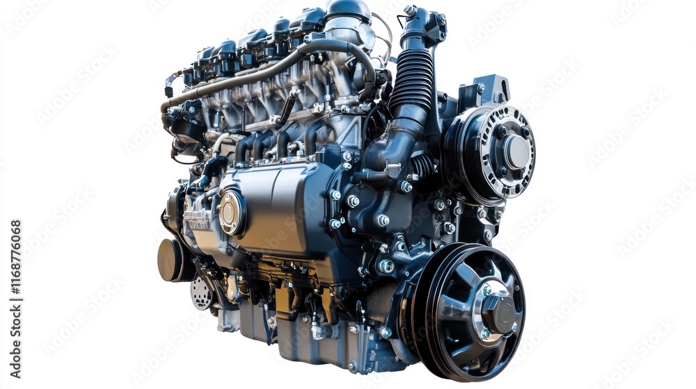 Poster A detailed illustration of a mechanical engine showcasing its components and design.