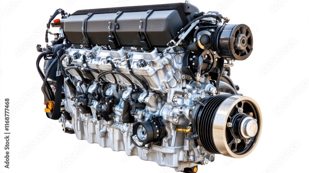 Aufkleber a detailed image of a modern internal combustion engine showcasing its components.