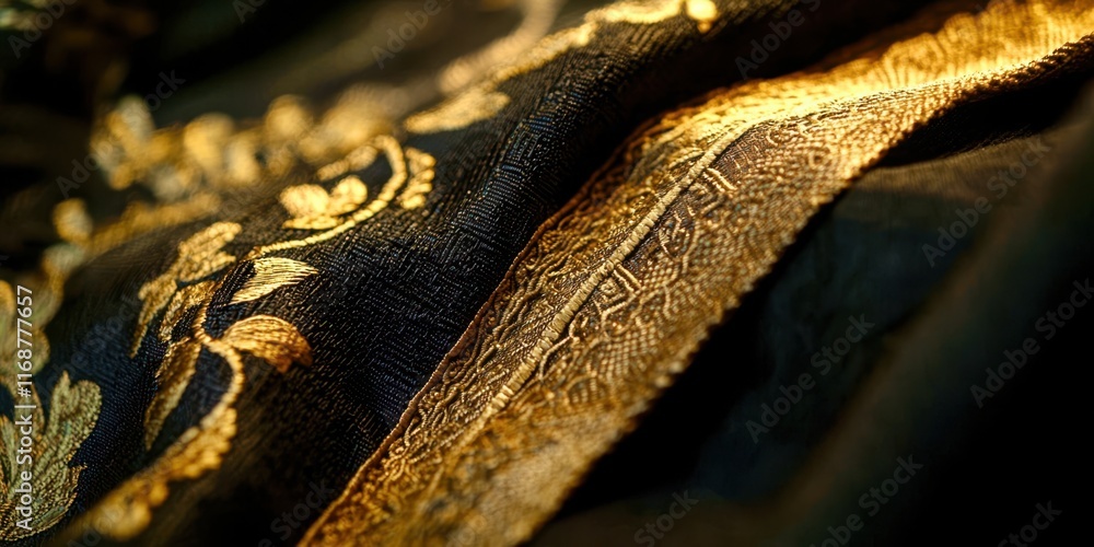 Poster piece of fabric with gold trim