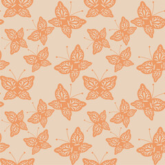 Seamless vector illustration print pattern background wallpaper with butterflies summer spring for textile, paper, pack etc	
