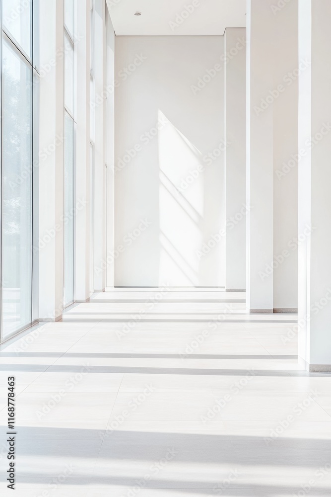 Aufkleber bright minimalist open office space with large windows and clean white walls