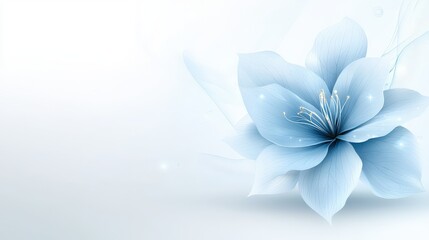 An elegant blue flower banner with watercolor-style petals and subtle textures, creating a soft and serene aesthetic on a plain white backdrop.