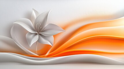 An elegant seamless abstract floral design with flowing curves and gentle color gradients, all set on a simple white background, creating a sophisticated aesthetic.