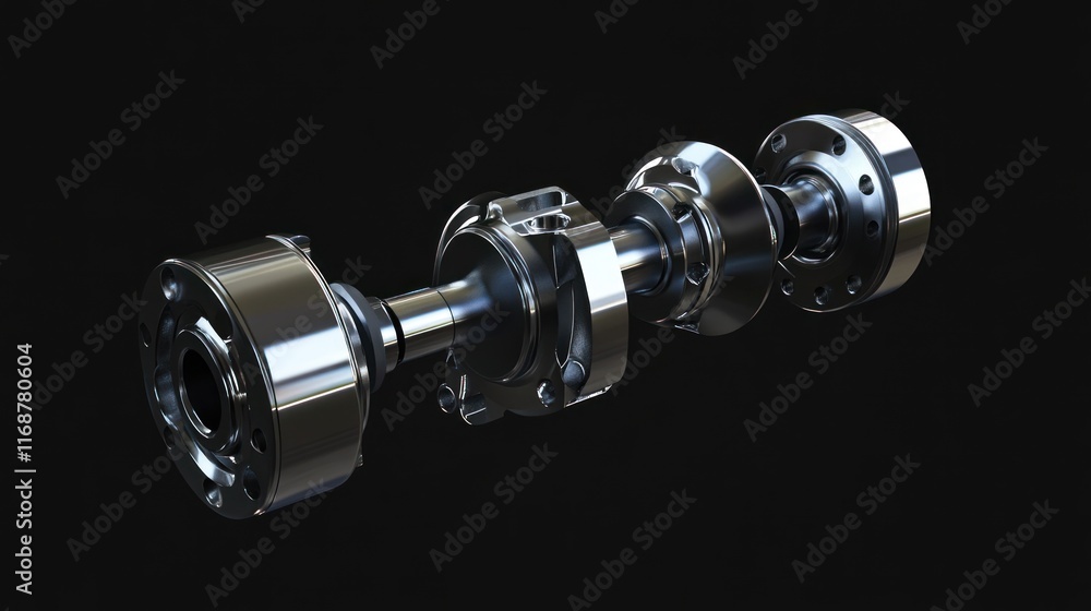 Poster a detailed rendering of a mechanical component, likely a crankshaft or similar part.