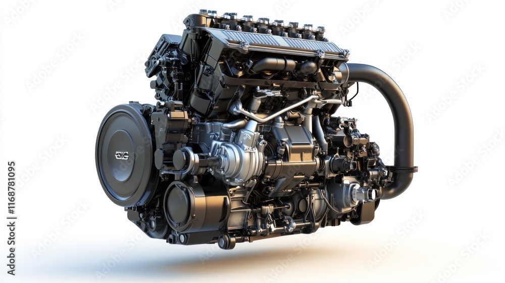 Aufkleber A detailed rendering of a mechanical engine showcasing its complex components and design.