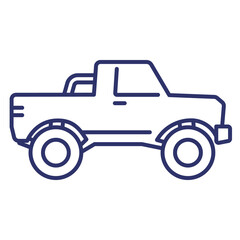 pickup truck icon on white, line