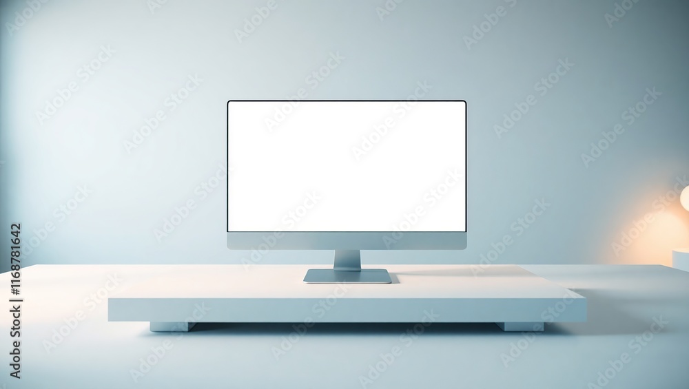 Poster modern computer display on minimalist desk