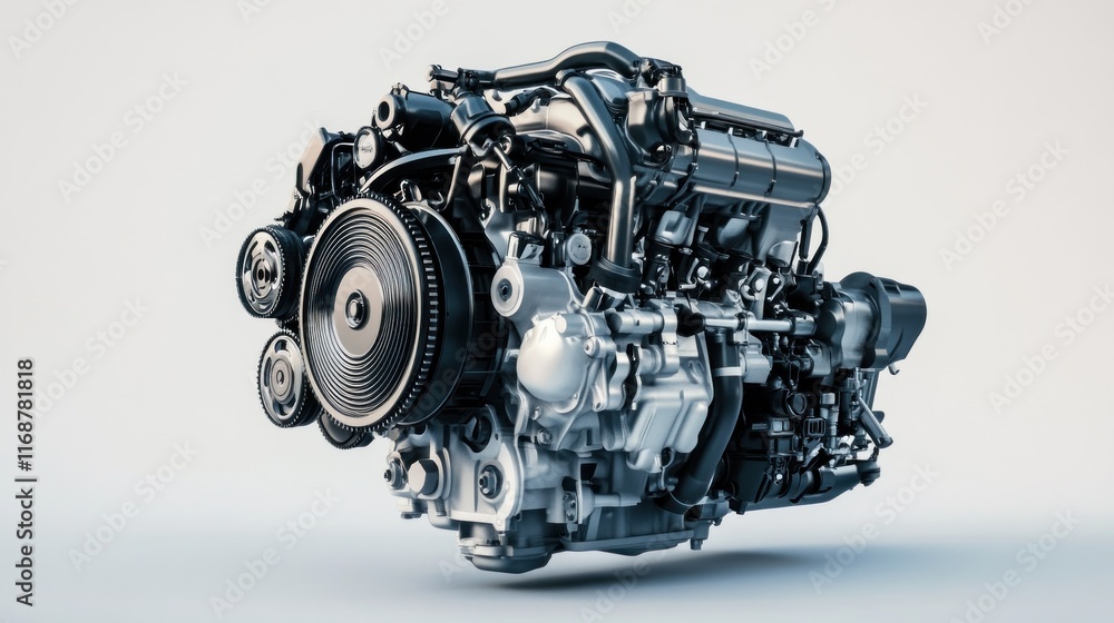 Aufkleber A detailed rendering of a modern internal combustion engine showcasing its components.