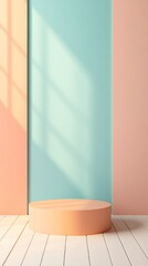 Sunlit Minimalist Room with Pastel Walls and Soft Shadows 3