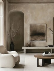 Modern minimalist living room interior design aesthetic