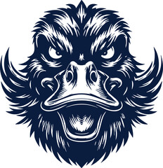 Aggressive Duck Face Design Featuring Sharp Beak and Fierce Eyes
