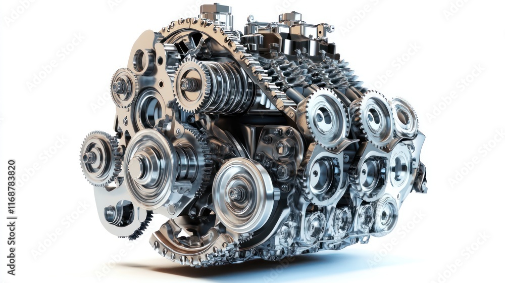 Aufkleber A detailed view of a complex mechanical engine showcasing its intricate components.