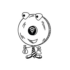     a funny character in the shape of a coin