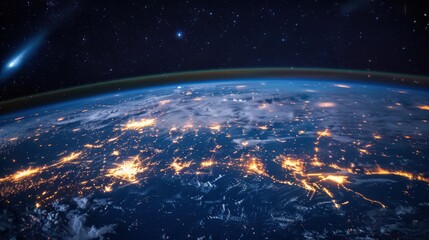 Communication technology for internet business. Global world network and telecommunication on earth and IoT