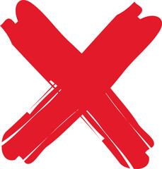 Obraz premium Grunge letter X. X icon. Red cross mark sign vector illustration. Sketch sign isolated on white background. Hand drawn calligraphy. Drawing vote symbol. X shape graphic texture.