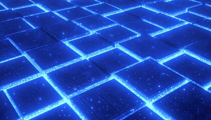 Futuristic abstract illustration of a glowing blue circuit board pattern for technology background