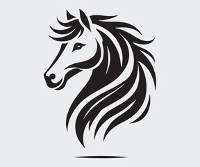 silhouette of a horse's head in black and white