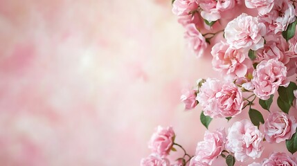 Delicate Pink Roses Blooming Softly Against a Pastel Background