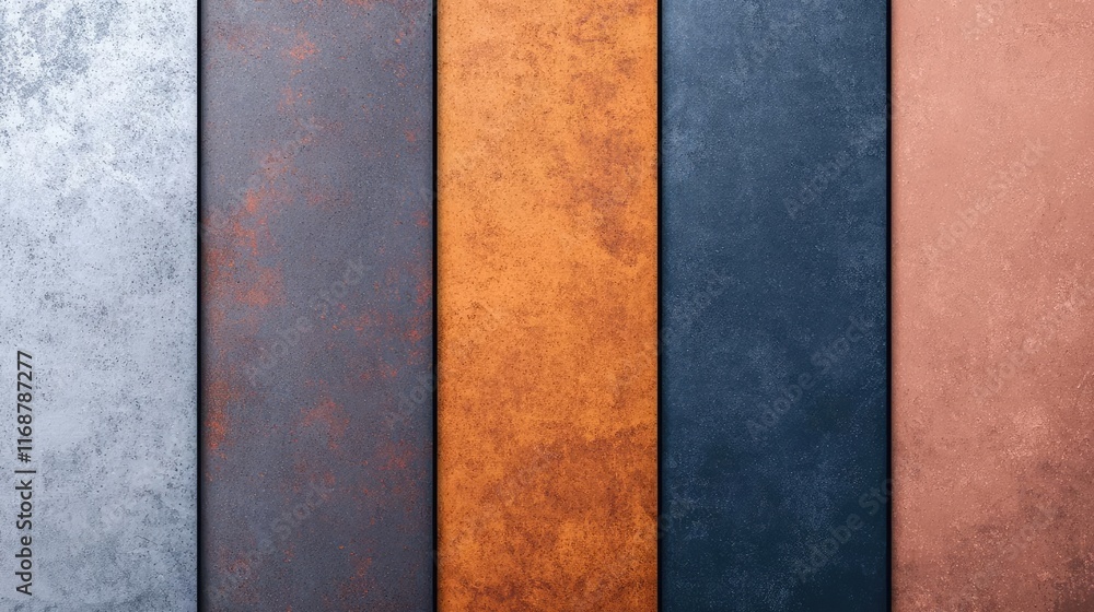 Poster grungy abstract background idea. various textured surfaces displaying metallic and earthy colors and
