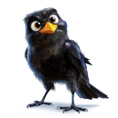 Black crow isolated on white background