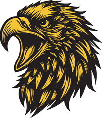 Majestic Eagle Head with Fierce Expression and Sharp Beak
