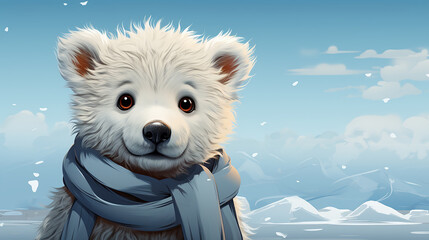 Adorable Polar Bear Cub in Snow - Perfect Wildlife Stock Photo