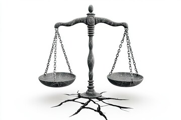 A cracked scale symbolizing justice and balance.