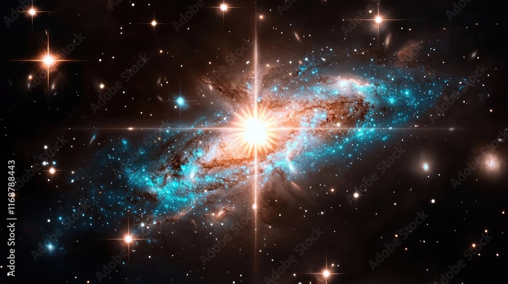 Poster galaxy abstract background idea. a stunning galaxy radiating light and color in the vastness of oute
