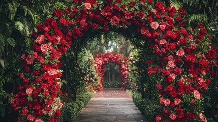 Fototapeta premium Love-Themed Flower Archway