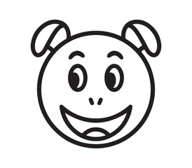 A black and white drawing of a face icon