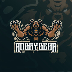 Bear mascot logo design vector with modern illustration concept style for badge, emblem and t shirt printing. Angry bear illustration for sport team.