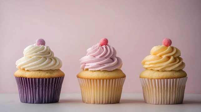 Delicious cupcakes display bakery food photography soft background close-up treats
