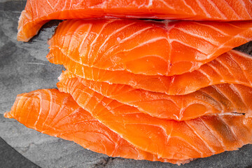 salmon raw fresh fish seafood fresh tasty food dish вelicious gourmet food background on the table rustic food top view copy space pescetarian  diet Vegetarian food