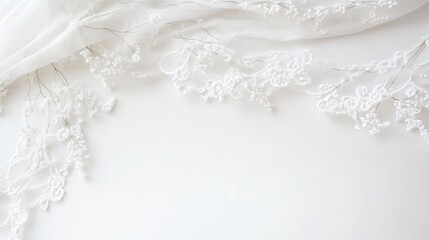 Fototapeta premium White Lace Fabric and Delicate Floral Design