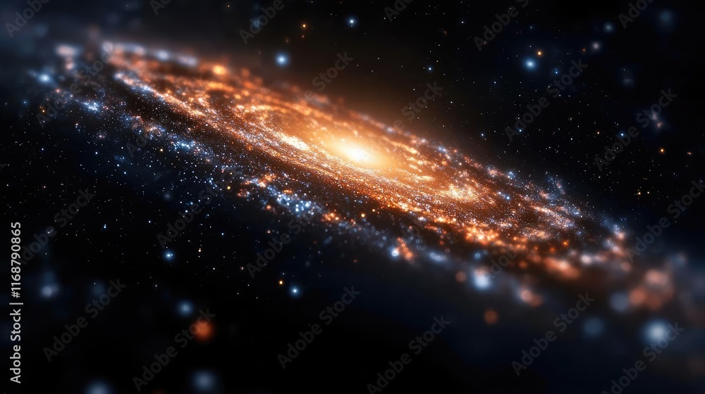 Poster galaxy abstract background idea. a stunning view of a spiral galaxy in deep space, showcasing vibran