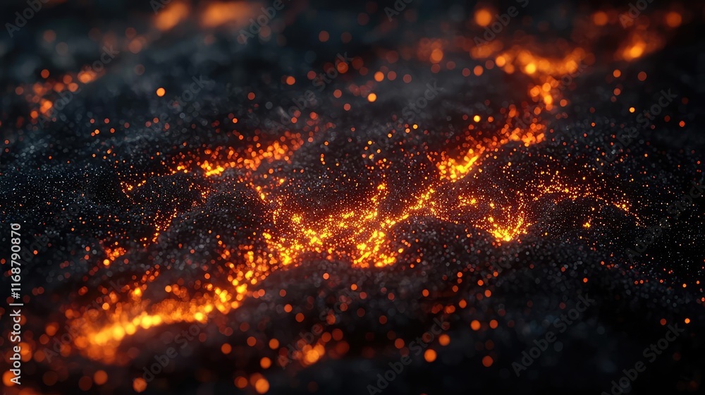 Poster galaxy abstract background idea. abstract representation of molten lava flow with glowing embers and