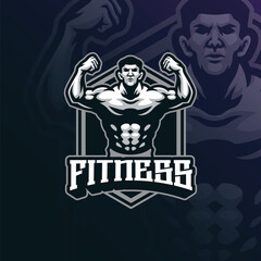 Fitness mascot logo design vector with modern illustration concept style for badge, emblem and t shirt printing. Strong fitness illustration.