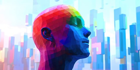 Colorful head with a smile on it