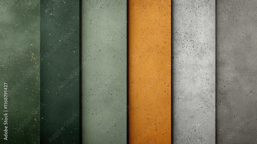 Poster grungy abstract background idea. a collection of textured concrete wall panels in various colors and