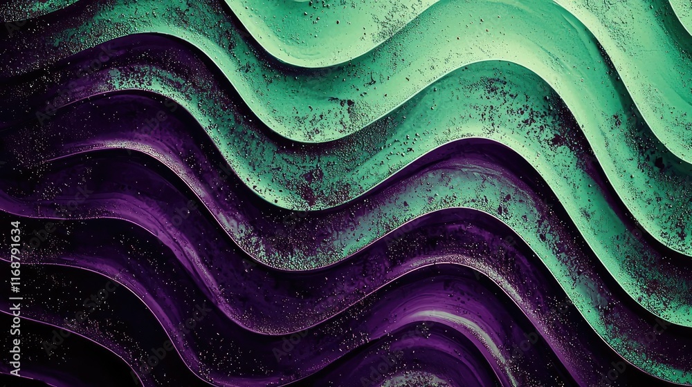 Poster grungy abstract background idea. abstract vibrant waves in green and purple create a stunning visual