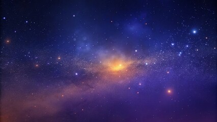 Create a minimalist background with a subtle noise effect resembling a starry sky. Use a dark gradient from deep purple to midnight blue, with tiny specks of white and faint accents of shimmering gold