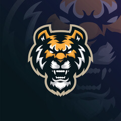 Tiger mascot logo design vector with modern illustration concept style for badge, emblem and t shirt printing. Tiger head illustration.