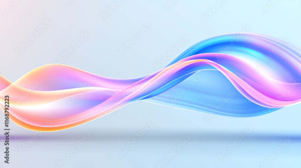 Poster abstract flowing waves in vibrant colors on a soft background.
