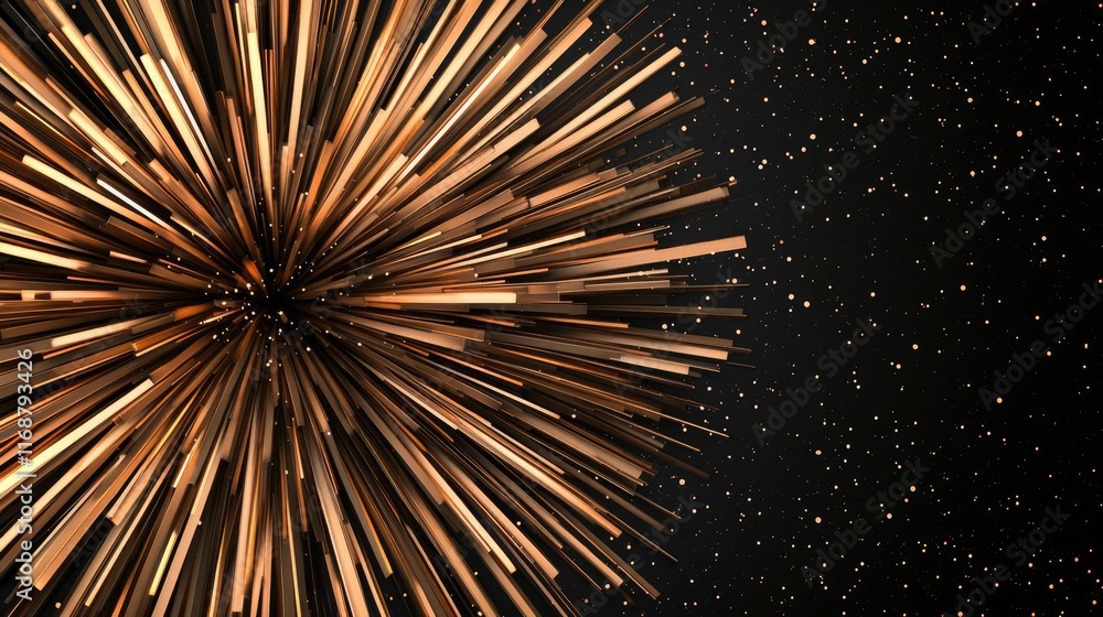 Poster burst abstract background concept. abstract design featuring golden rays bursting against a dark bac