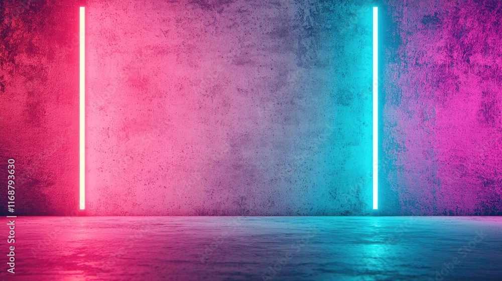 Poster grungy abstract background idea. abstract neon lights against a textured wall creating a vibrant atm