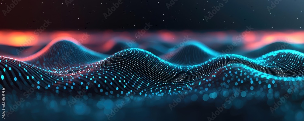 Aufkleber galaxy abstract background idea. abstract digital landscape featuring glowing waves and intricate pa
