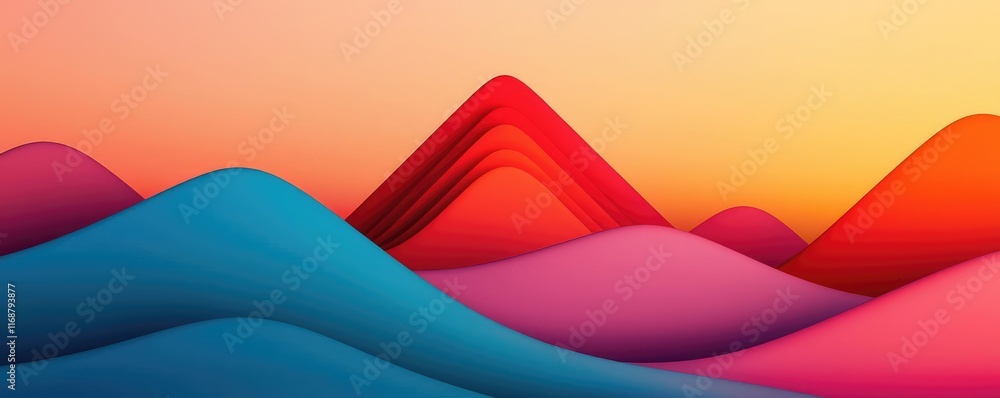 Poster grungy abstract background idea. colorful abstract landscape with vibrant hills and soft gradients a